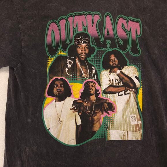 Outkast Rap Graphic Short Sleeve Crew Neck Shirt Mens Size Large L Black - Picture 4 of 9